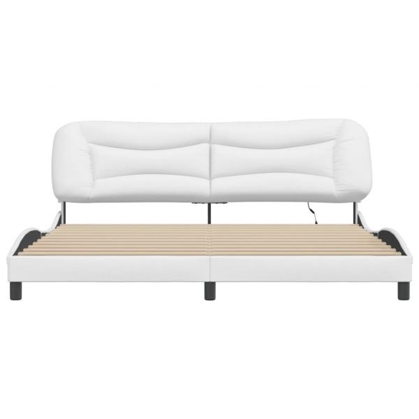 Bettgestell mit LED Weiß 200x200 cm Kunstleder