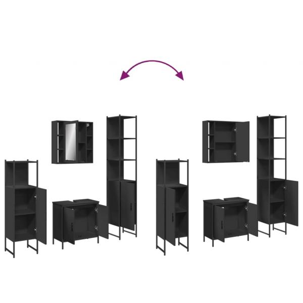 4-tlg. Badmöbel-Set Schwarz Holzwerkstoff
