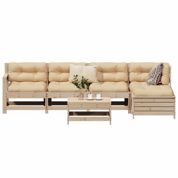 ARDEBO.de - 6-tlg. Garten-Sofagarnitur Massivholz Kiefer