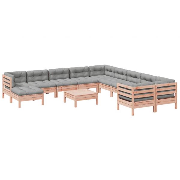 12-tlg. Garten-Sofagarnitur mit Kissen Massivholz Douglasie