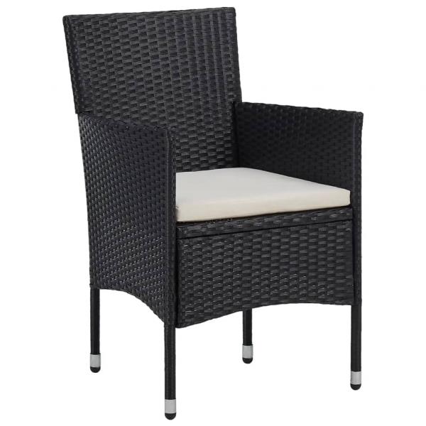 3-tlg. Bistro-Set Poly-Rattan und Hartglas Schwarz