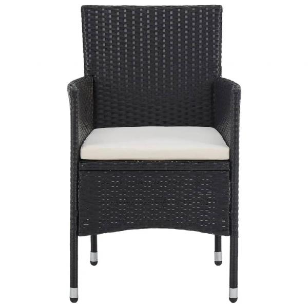3-tlg. Bistro-Set Poly-Rattan und Hartglas Schwarz