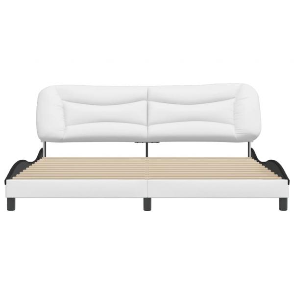 Bettgestell mit Kopfteil Weiß und Schwarz 200x200 cm Kunstleder