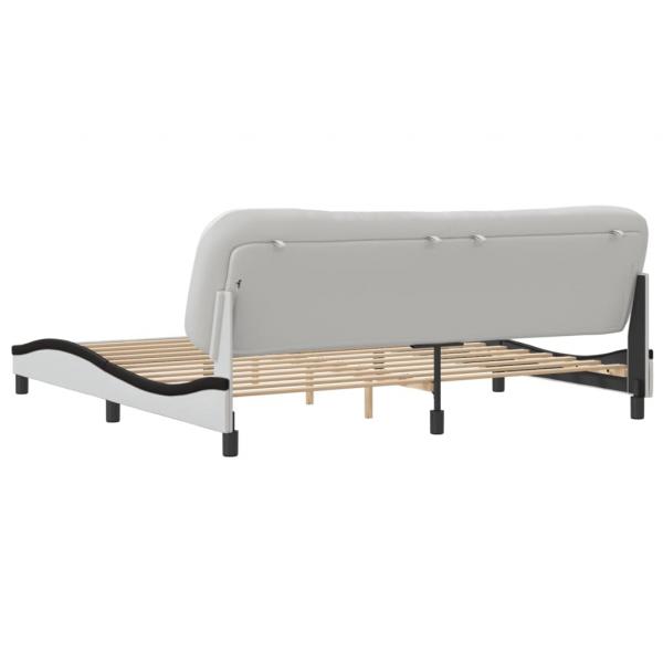 Bettgestell mit Kopfteil Weiß und Schwarz 200x200 cm Kunstleder