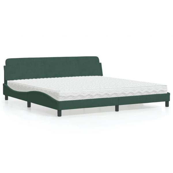 ARDEBO.de - Bett mit Matratze Dunkelgrün 200x200 cm Samt