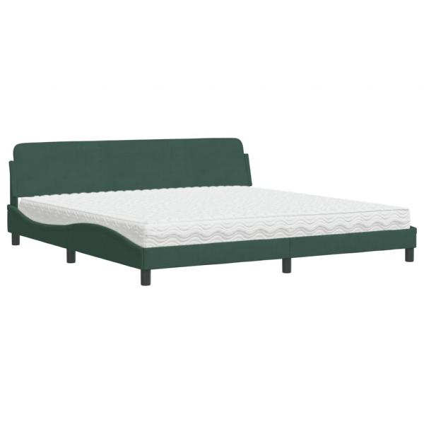 Bett mit Matratze Dunkelgrün 200x200 cm Samt