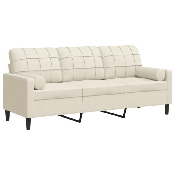 3-Sitzer-Sofa mit Zierkissen Creme 180 cm Samt