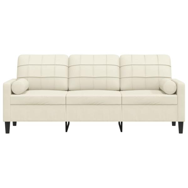 3-Sitzer-Sofa mit Zierkissen Creme 180 cm Samt