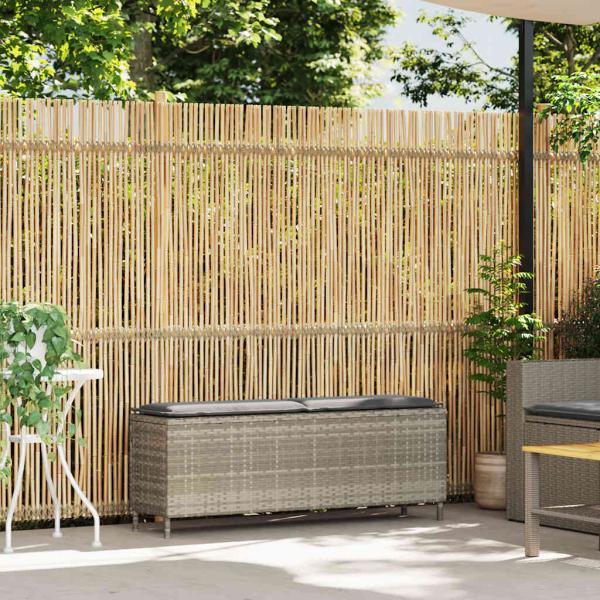 Gartenbank mit Kissen Hellgrau 110x30x40,5 cm Poly Rattan