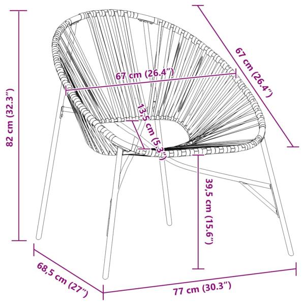 Gartenstuhl in Ei-Form Schwarz und Hellgrau Poly Rattan