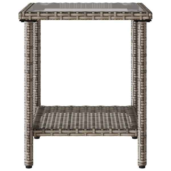 Gartensofa in L-Form mit Tisch und Kissen Grau Poly Rattan