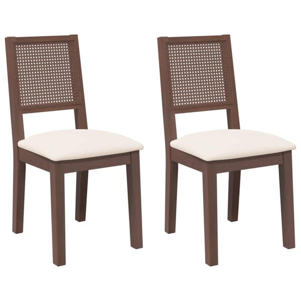 Esszimmerstühle mit Kissen 2 Stk. Braun Massivholz Gummibaum