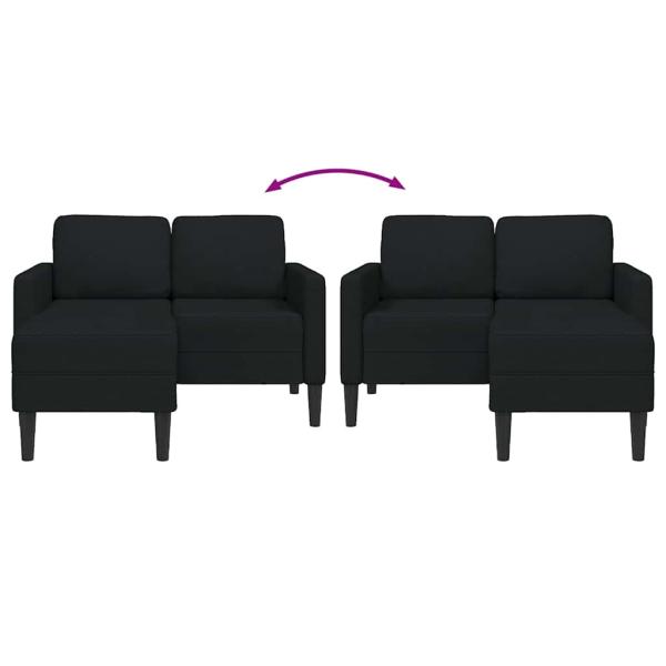 2-Sitzer-Sofa mit Chaiselongue L-Form Schwarz 125 cm Stoff