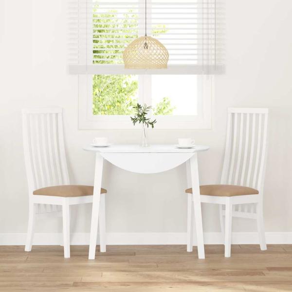 Esszimmerstühle mit Kissen 2 Stk. Weiß Massivholz Gummibaum