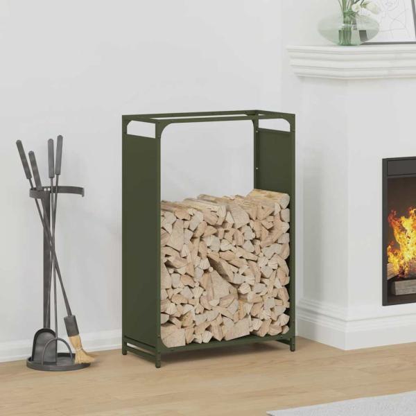 ARDEBO.de - Brennholzregal Olivgrün 60x28x90 cm Kaltgewalzter Stahl
