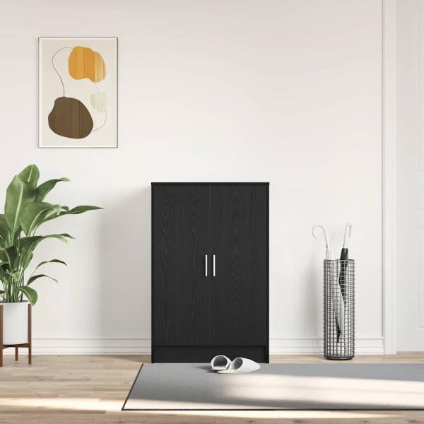 Schuhschrank Schwarz Eichen-Optik 60x35x92 cm Holzwerkstoff