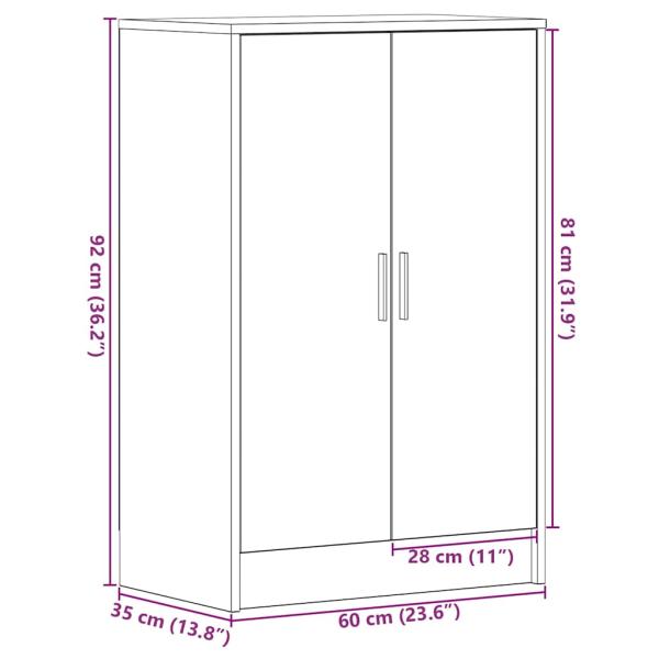 Schuhschrank Schwarz Eichen-Optik 60x35x92 cm Holzwerkstoff