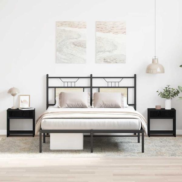 ARDEBO.de - Nachttische 2Stk. Schwarz Eichen-Optik 40x30x40cm Holzwerkstoff