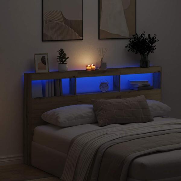 ARDEBO.de - LED-Kopfteil mit Ablagen Artisan-Eiche 180x17x102 cm