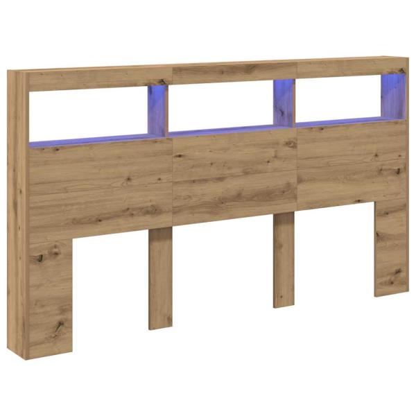 LED-Kopfteil mit Ablagen Artisan-Eiche 180x17x102 cm
