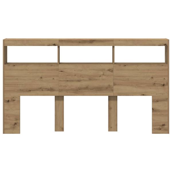 LED-Kopfteil mit Ablagen Artisan-Eiche 180x17x102 cm