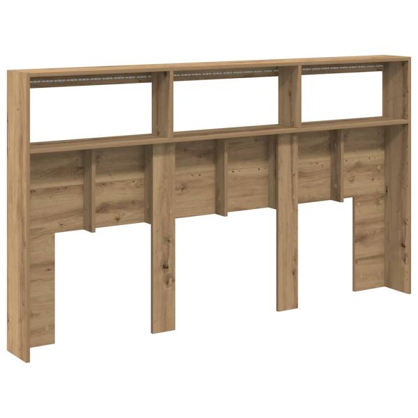 LED-Kopfteil mit Ablagen Artisan-Eiche 180x17x102 cm