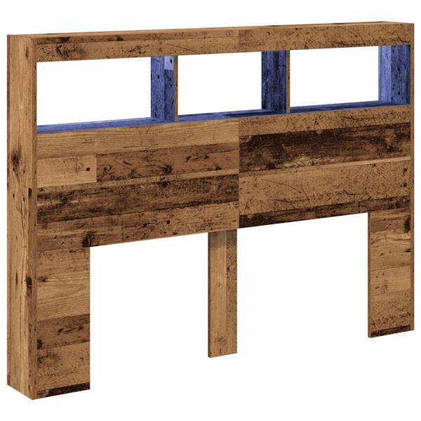 LED-Kopfteil mit Ablagen Altholz-Optik 140x17x102 cm