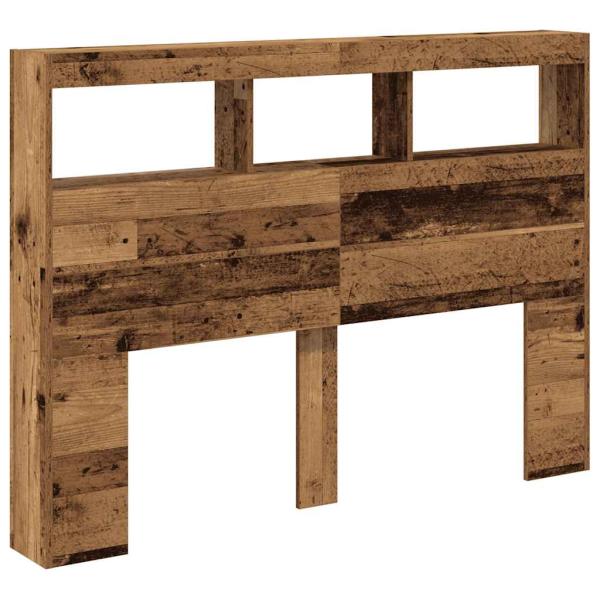 LED-Kopfteil mit Ablagen Altholz-Optik 140x17x102 cm