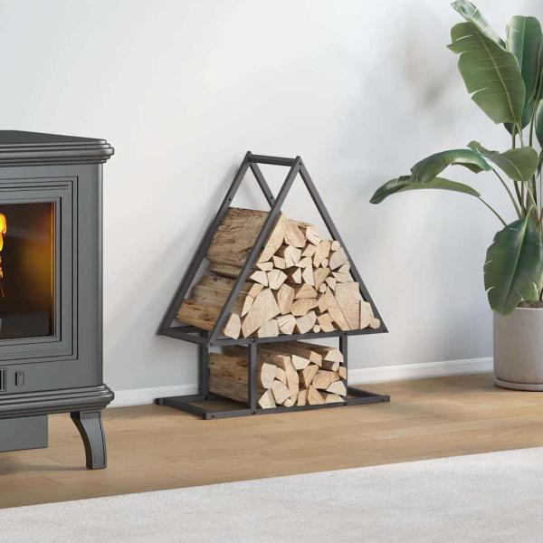 ARDEBO.de - Brennholzregal Schwarz 50x25x60 cm Kaltgewalzter Stahl