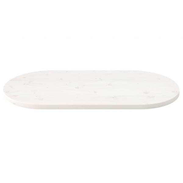 Tischplatte Weiß 90x45x2,5 cm Massivholz Kiefer Oval