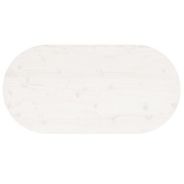 Tischplatte Weiß 90x45x2,5 cm Massivholz Kiefer Oval