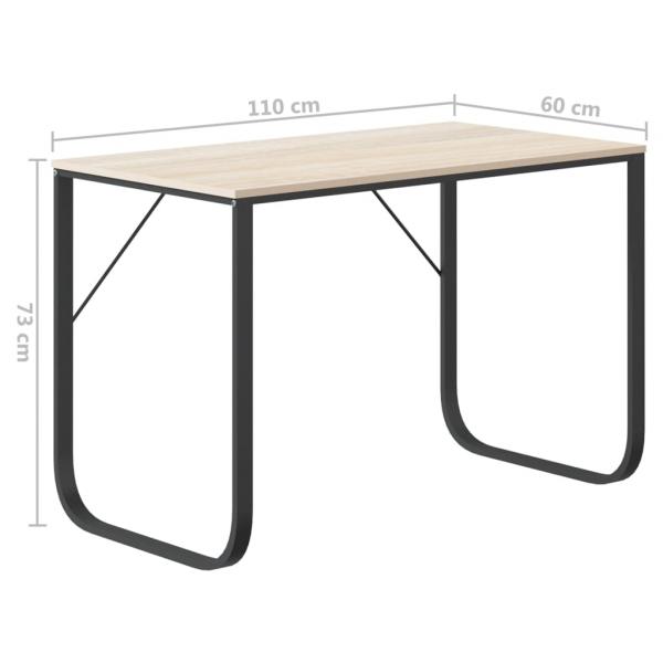 Computertisch Schwarz und Eiche-Optik 110x60x73cm Holzwerkstoff