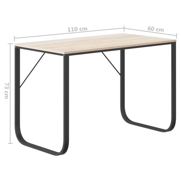 Computertisch Schwarz und Eiche-Optik 110x60x73cm Holzwerkstoff