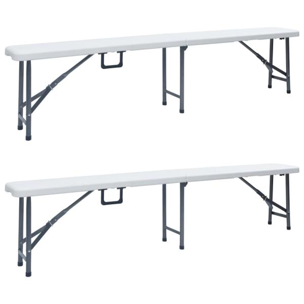 ARDEBO.de - Klappbare Gartenbänke 2 Stk. 180 cm HDPE Weiß