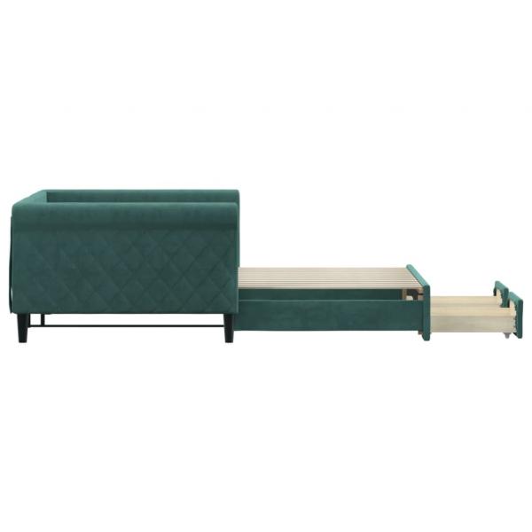 Tagesbett Ausziehbar mit Schubladen Dunkelgrün 100x200 cm Samt