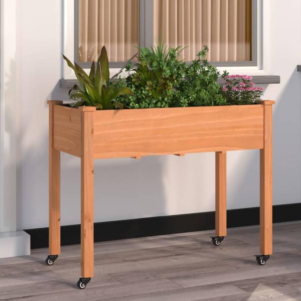 ARDEBO.de - Pflanzkübel mit Einsatz und Rollen Braun 118x59x80cm Tannenholz