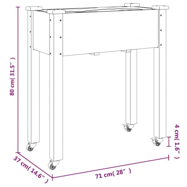 Pflanzkübel mit Einsatz und Rollen Grau 71x37x80 cm Tannenholz