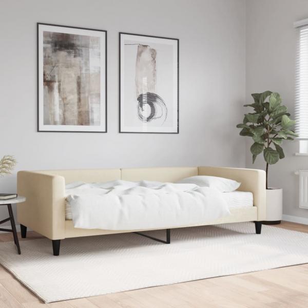 ARDEBO.de - Tagesbett mit Matratze Creme 100x200 cm Stoff