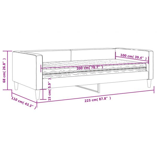 Tagesbett mit Matratze Creme 100x200 cm Stoff