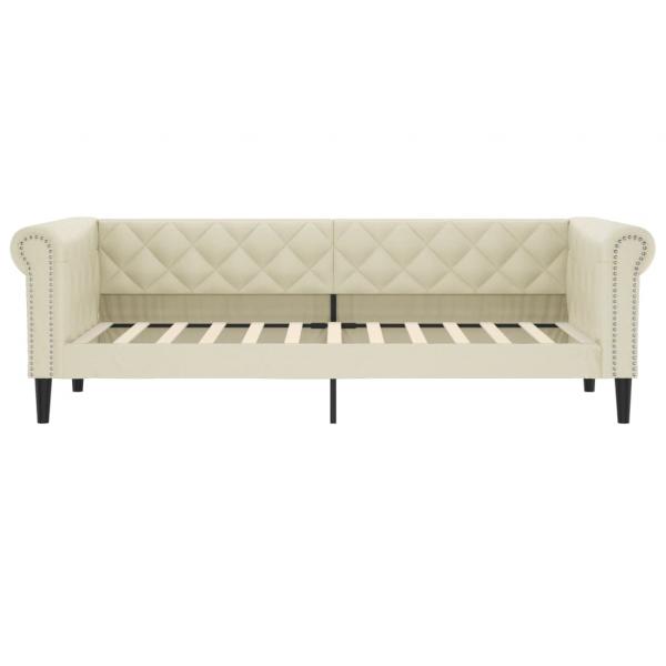 Tagesbett Ausziehbar Creme 90x200 cm Kunstleder