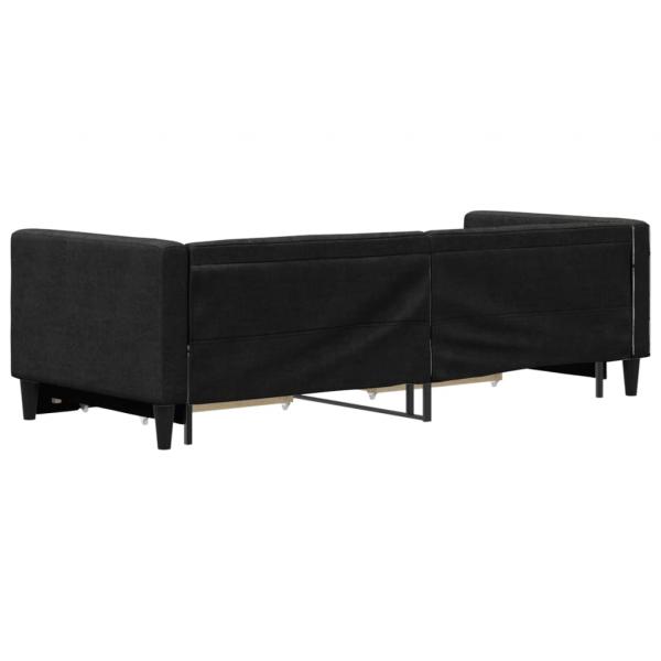 Tagesbett Ausziehbar mit Schubladen Schwarz 80x200 cm Stoff
