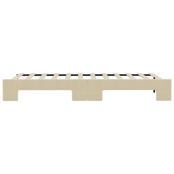 Tagesbett Ausziehbar Creme 100x200 cm Stoff