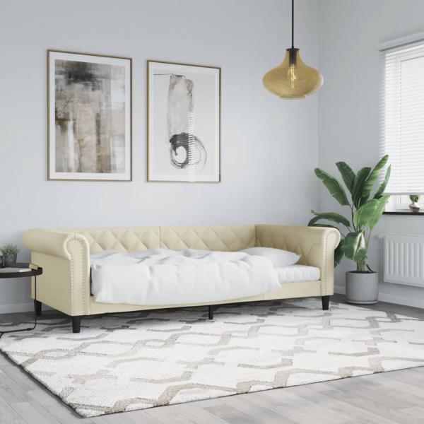 ARDEBO.de - Tagesbett Creme 90x200 cm Kunstleder