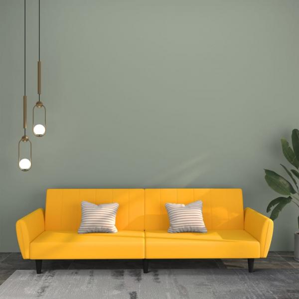 ARDEBO.de - Schlafsofa 2-Sitzer Gelb Samt