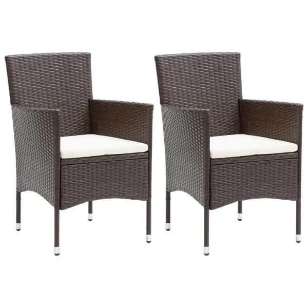3-tlg. Garten-Essgruppe Poly Rattan und Hartglas Braun