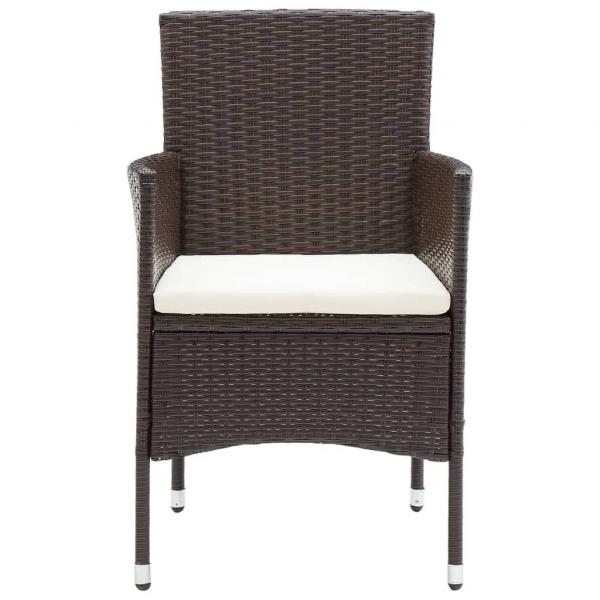 3-tlg. Garten-Essgruppe Poly Rattan und Hartglas Braun