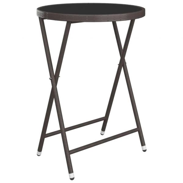 3-tlg. Bistro-Set Poly-Rattan und Hartglas Braun
