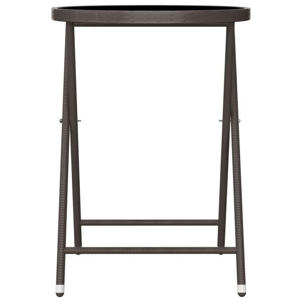 3-tlg. Bistro-Set Poly-Rattan und Hartglas Braun