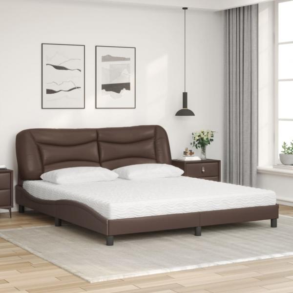 ARDEBO.de - Bett mit Matratze Braun 180x200 cm Kunstleder