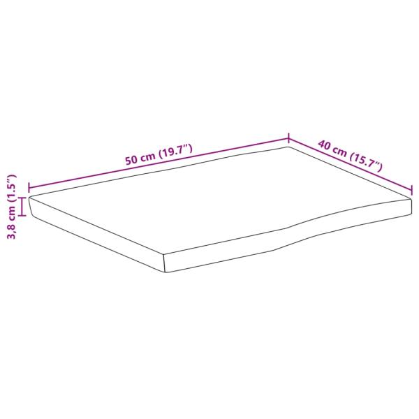 Tischplatte mit Baumkante 50x40x3,8 cm Raues Mango Massivholz